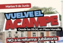 Agmer volverá a acampar en Plaza Mansilla para manifestarse contra la reforma previsional